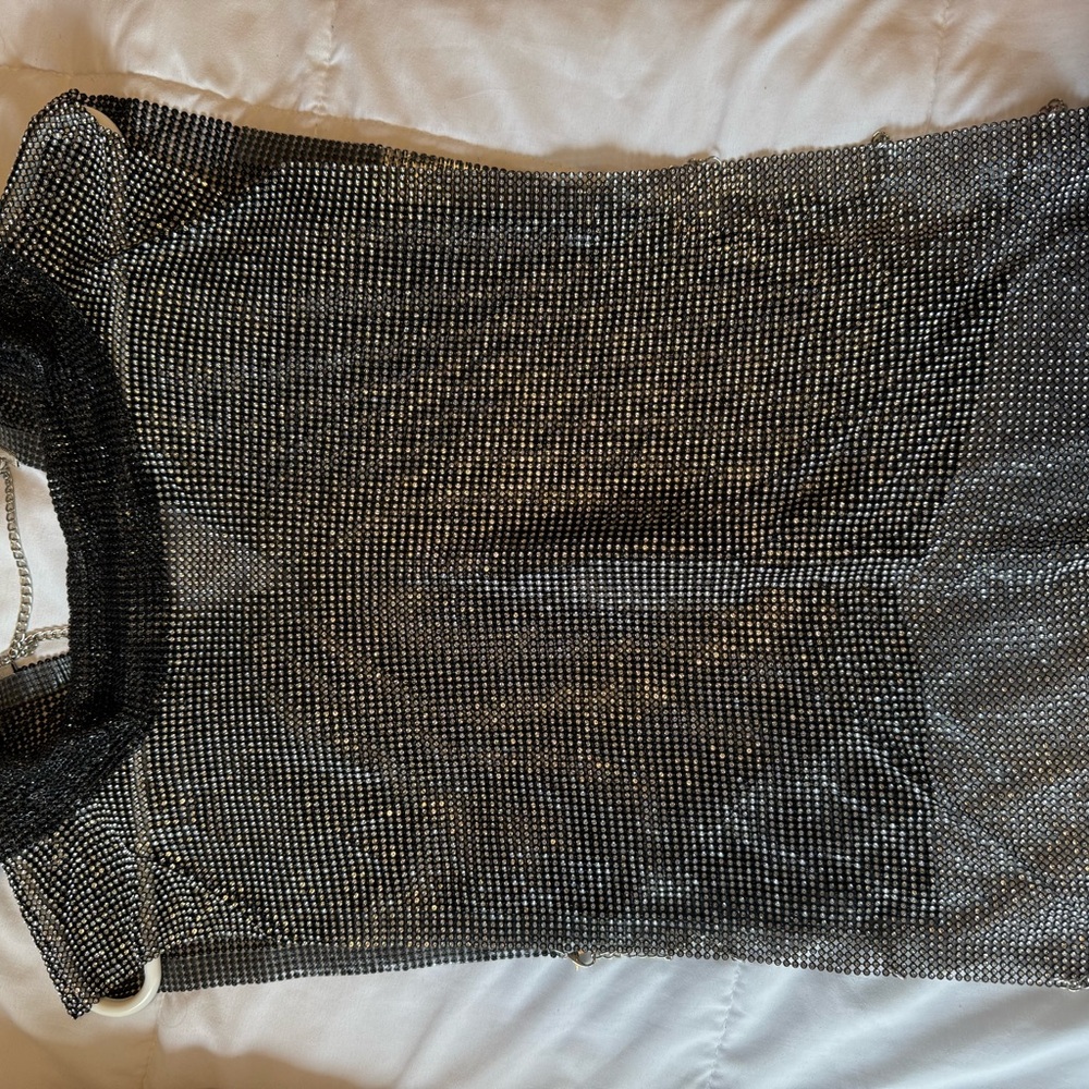 Black and Silver Mesh Top